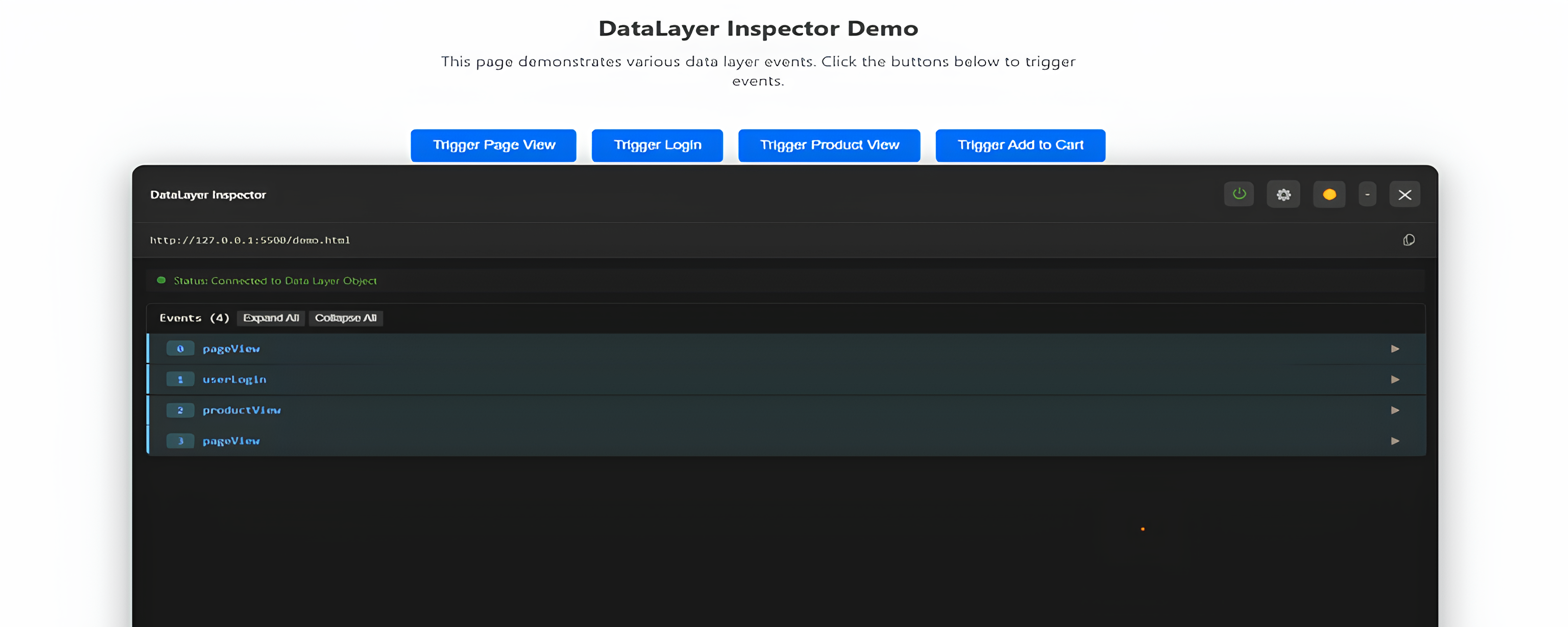 DataLayer inspector Demo